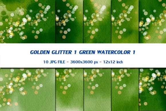 Golden Glitter 1 Green Watercolor 1