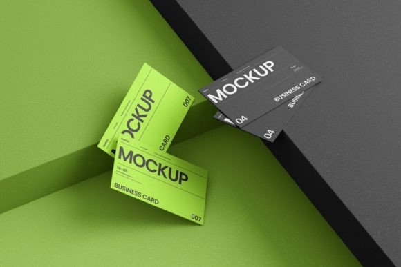 Green Black Business Card Mockup