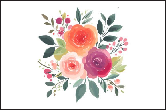 High-Demand Watercolor Artwork: Elevating Design with the Beauty of a Vibrant Watercolor Rose Bouquet