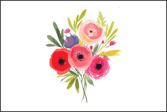 Vibrant Watercolor Rose Bouquet: A Timeless and Versatile Floral Illustration