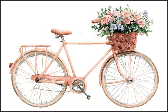 Vintage Bicycle with Flower Bouquet – Timeless Wall Art for Modern Spaces